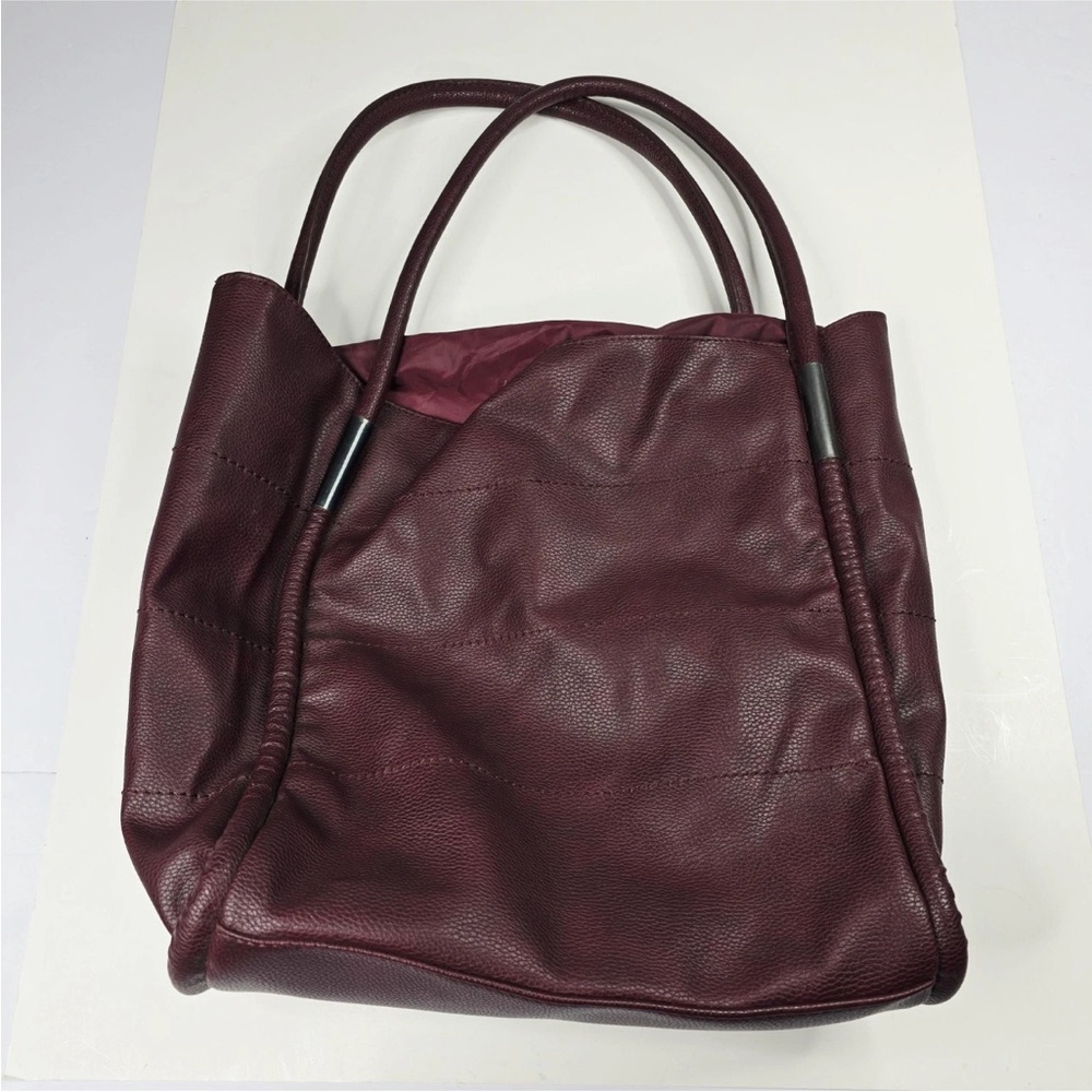 Neiman Marcus Burgundy Leather Tote Bag Womens Large Shoulder Purse Bag